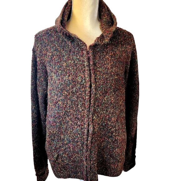 Venezia Jeans Multicolored Full Zip Ramie Blend Hooded Sweater Plus 18/20 - Picture 1 of 6